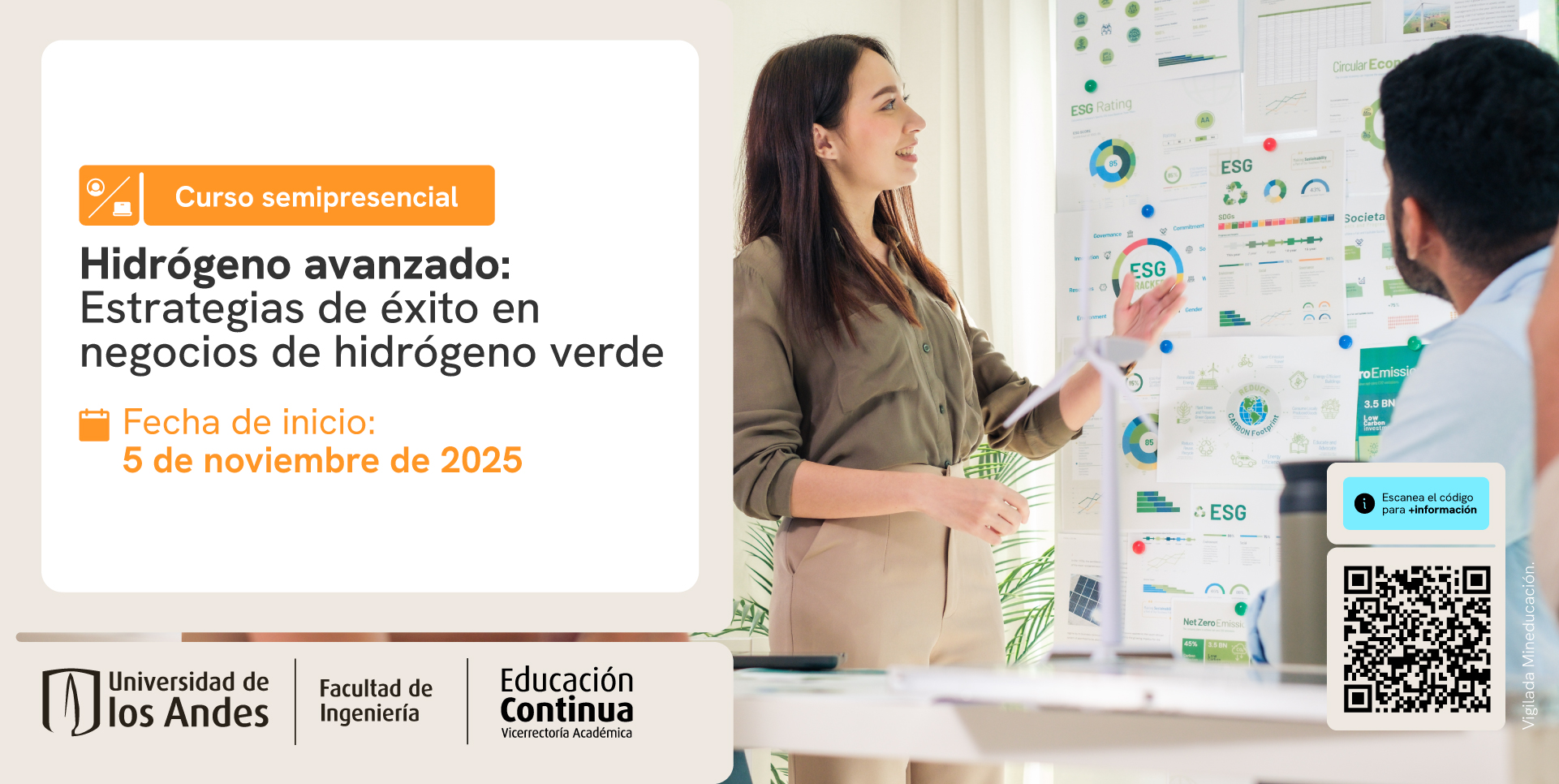 Banner curso Hidrógeno Avanzado Cursa con la Universidad de los Andes el curso semipresencial de Hidrógeno Avanzado